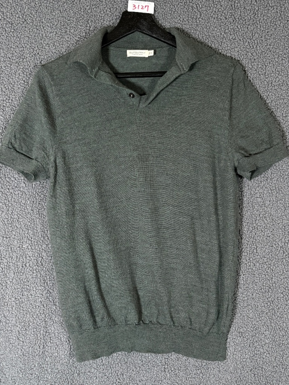 Suitsupply Merino Wool Knit Sweater Polo Shirt - Men's Size M - Gray Green